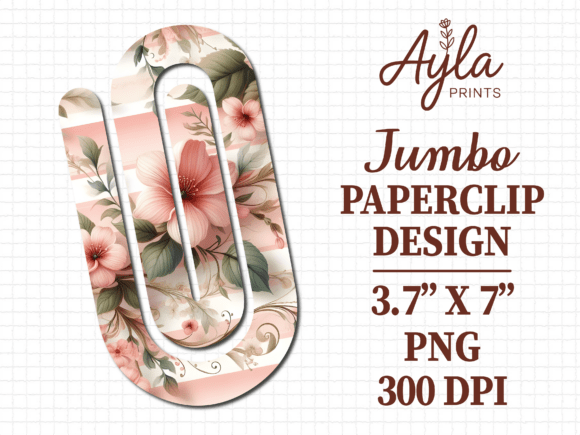 Blush Pink Floral Roses Jumbo Paperclip Graphics for Crafts