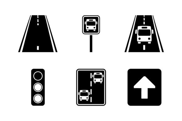 Bus Lane Traffic Sign Vector Silhouette: Graphics for Crafts