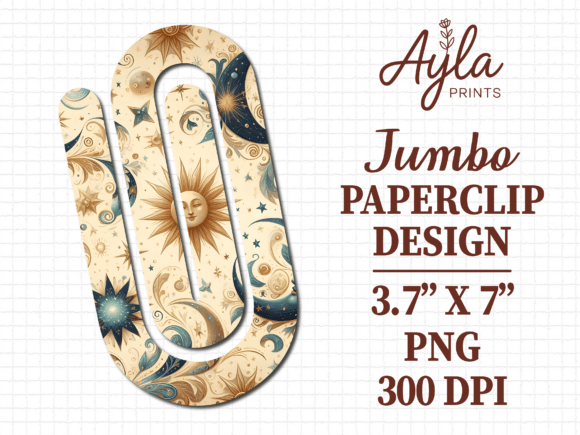 Celestial Sun Moon Stars Paperclip Graphics for Crafts