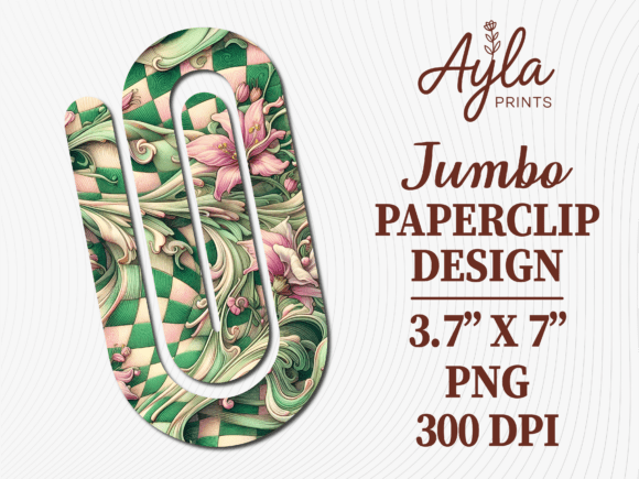 Checkerboard Flowers Jumbo Paperclip PNG: Graphics for Crafts