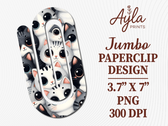 Cute Cat Kitten Jumbo Paperclip PNG for Crafts Graphics