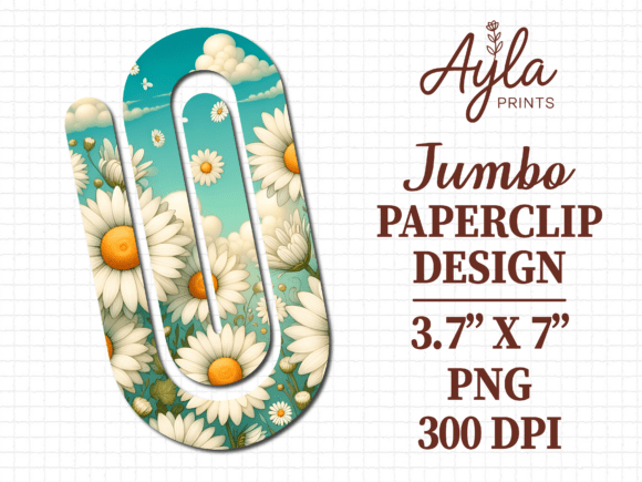 Cute Daisy Flower Sky Jumbo Paperclip Graphics & Crafts