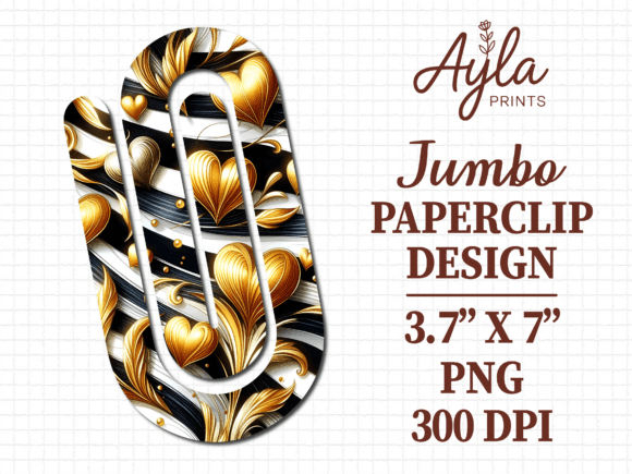 Golden Hearts Jumbo Paperclip Graphics for Crafts