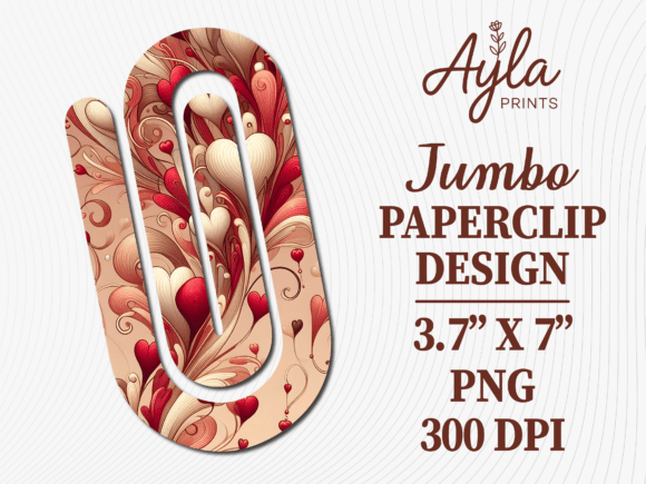 Heart Swirls Abstract Jumbo Paperclip Graphics for Crafts