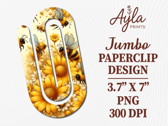 Honey Bee Sunflower Jumbo Paperclip Graphics for Crafts