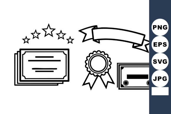 Minimal Line Art Award Icons for Graphics and Crafts