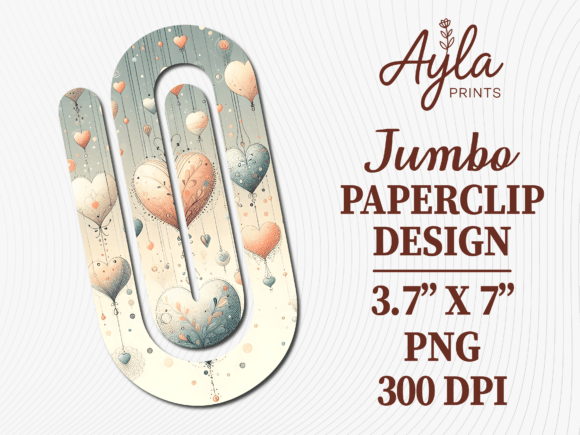 Pastel Heart Pattern Paperclip Graphics for Crafts