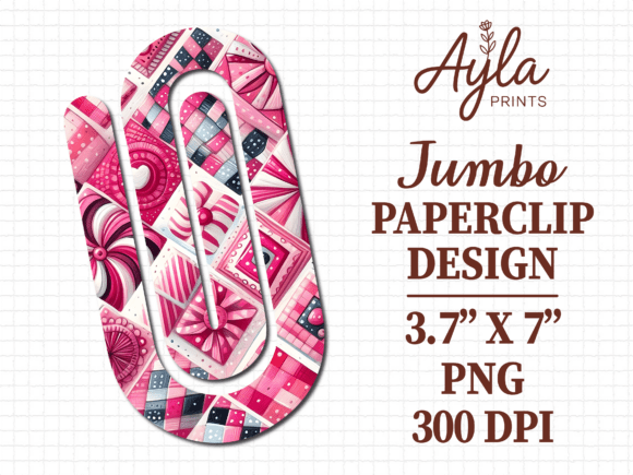 Pink Abstract Geometric Jumbo Paperclip Graphics for Crafts