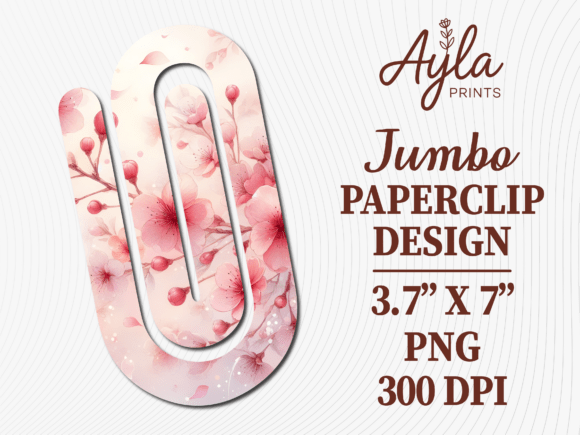Pink Cherry Blossom Paperclip Graphics for Crafts