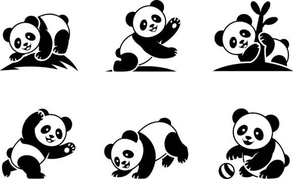 Playful Panda Graphics for Crafts