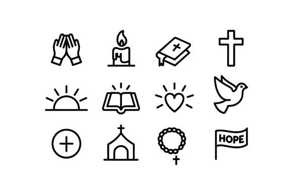 Reviewing the Christian Faith Vector Silhouette Set