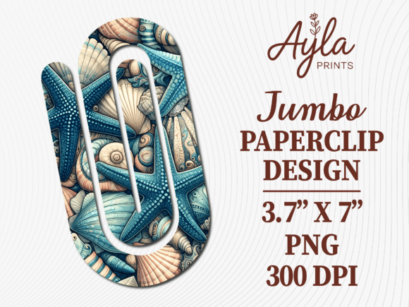 Sea Shell Nautical Jumbo Paperclip PNG for Crafts & Graphics