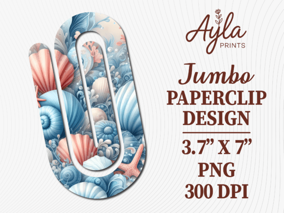Seashell Beach Coastal Jumbo Paperclip Graphics for Crafts