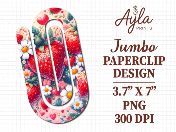 Strawberry Daisy Pink Jumbo Paperclip Graphics for Crafts