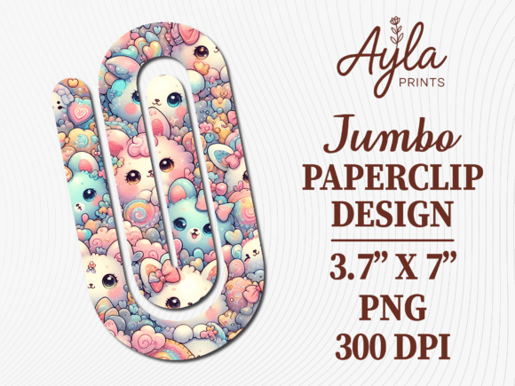 Sweet Kawaii Kitten Jumbo Paperclip PNG for Crafts