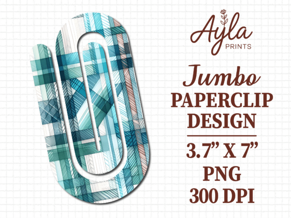 Teal Blue Plaid Paperclip Graphics for Crafts